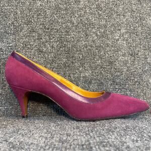 Vintage DeLiso Debs Womens 7 Purple Leather Suede Pageant Insole Pumps Heels